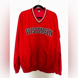 Red Wisconsin Pullover Windbreaker